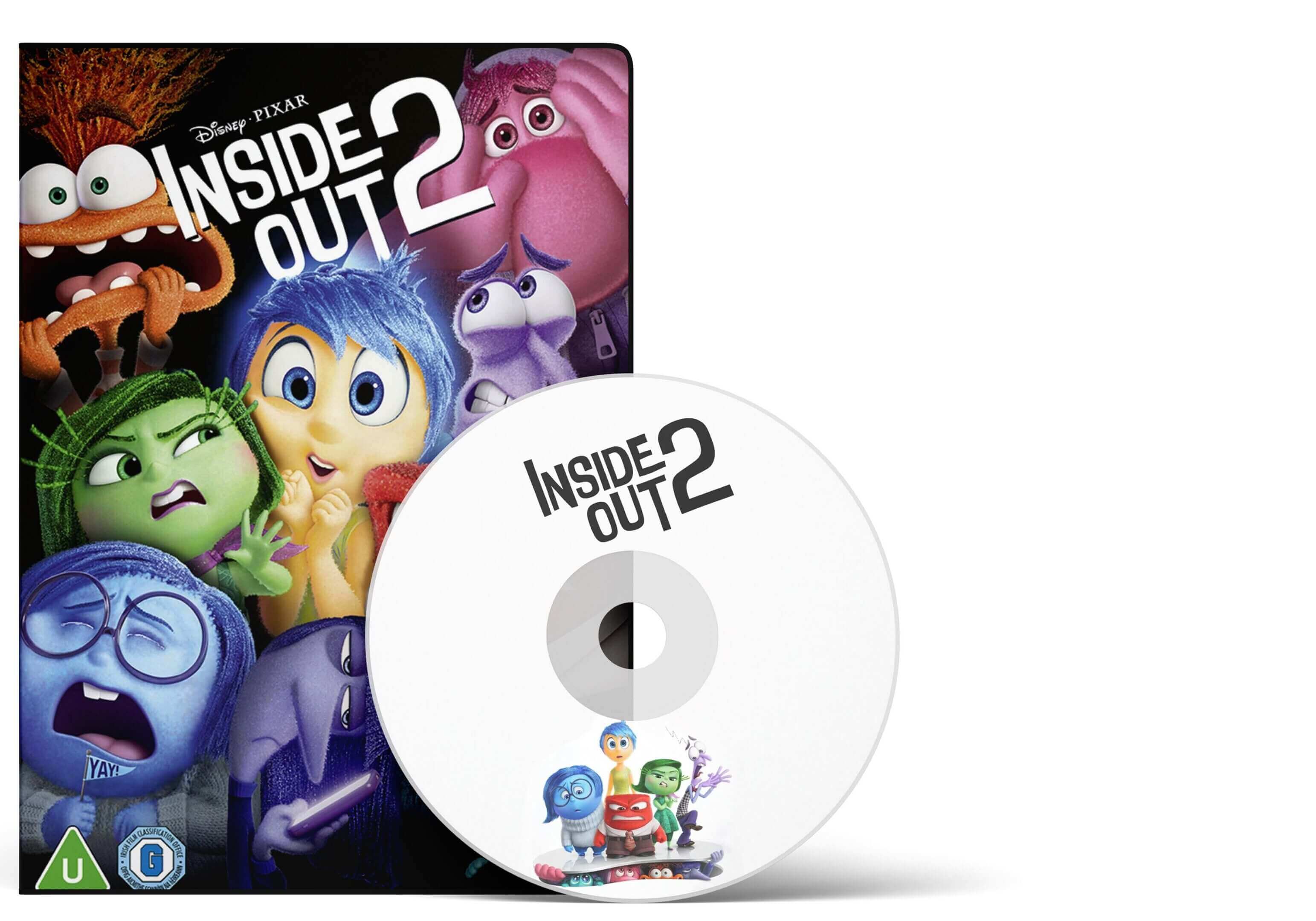 Inside Out 2 DVD cover with main characters Joy and Bing Bong.
