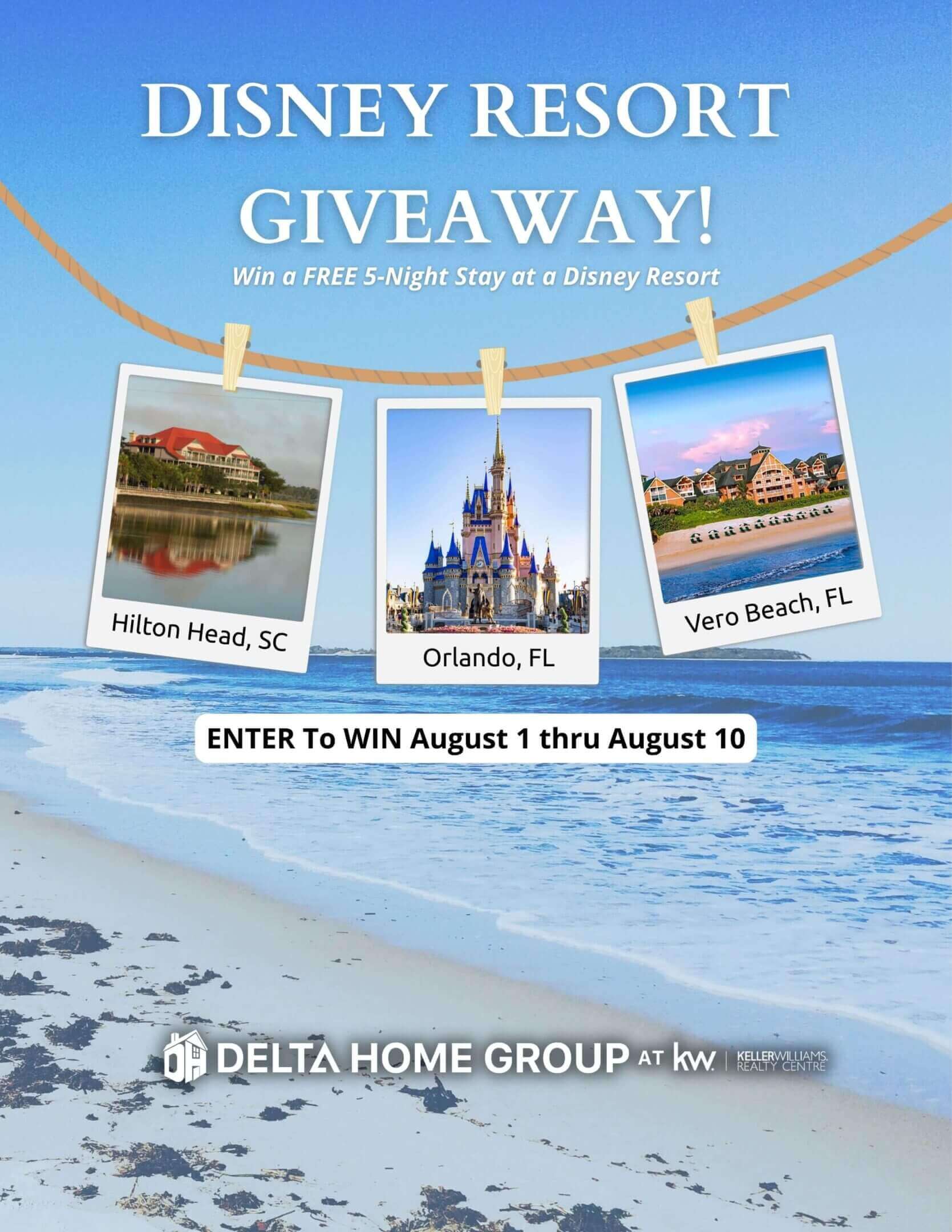 Delta Home Group giveaway for a free trip to Maui, Orlando, or New Jersey.